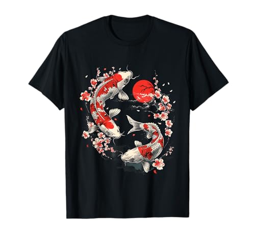 Photo de Cherry Blossom Koi Carpe Fish Japanese Sakura Art graphique T-Shirt