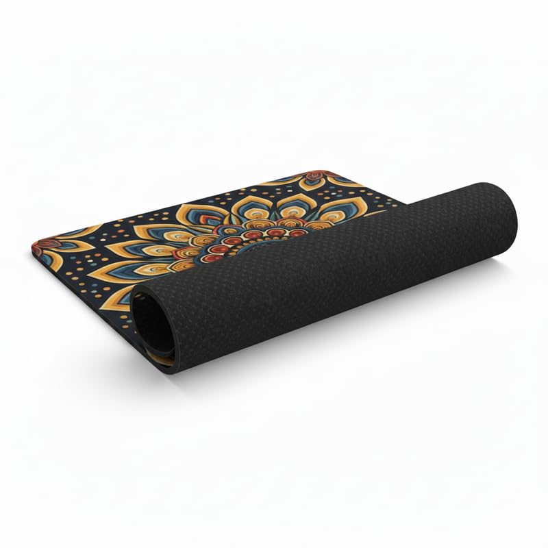 Image of Shivor Gaming Mouse Mat | Mandala Printed Desk Pad | Smooth Cloth Surface Control | Non Slip Rubber Base Stability | Compatible with Optical and Laser Mice | Vibrant Multicolor Pattern | Square Size