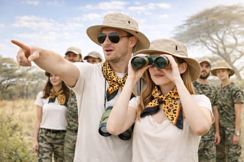 KIJUK Safari Kostüm Damen Set mit Safari Hut & Sonnenbrille, Safari Kleidung Damen Dschungelcamp Kostüm, Archäologen Rollenspiel Kostüm für Halloween Karneval Cosplay Party (Safari Kostüm)