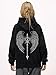 Dynict Unisex Y2K Aicd Wash Gothic Graphic Hoodies Oversize Grunge Skull Wing Print Sweatshirt Casual Fit Pullover (Black,Medium)