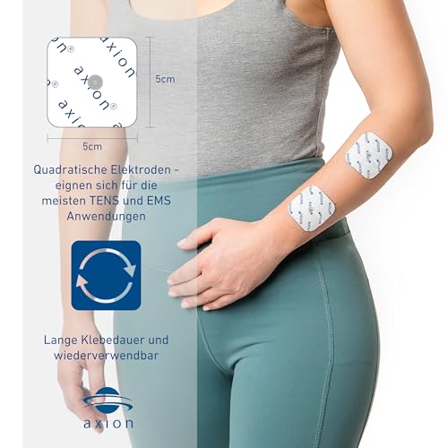 20er Set Elektroden 5x5cm - kompatibel mit TENS Geräten von Sanitas (wie SEM43, SEM44) & Beurer (wie EM41, EM49) Druckknopf | Wiederverwendbare Elektroden-Pads | Medizinprodukt von axion