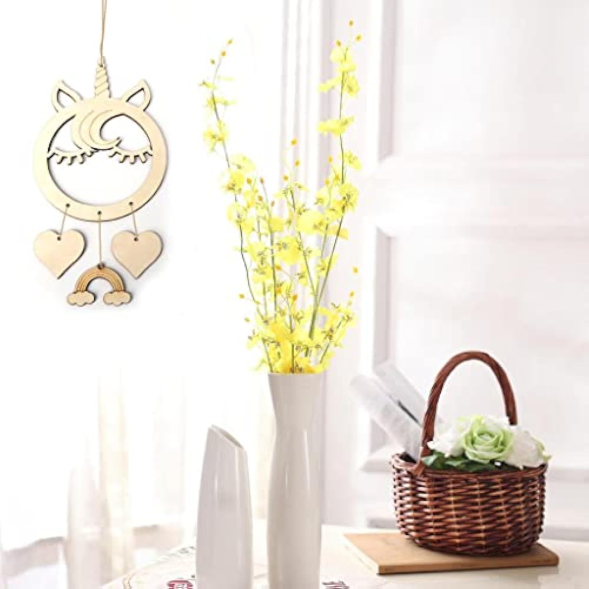 Wood Plaque MDF Dreamcatcher Mobile with Unicorn
