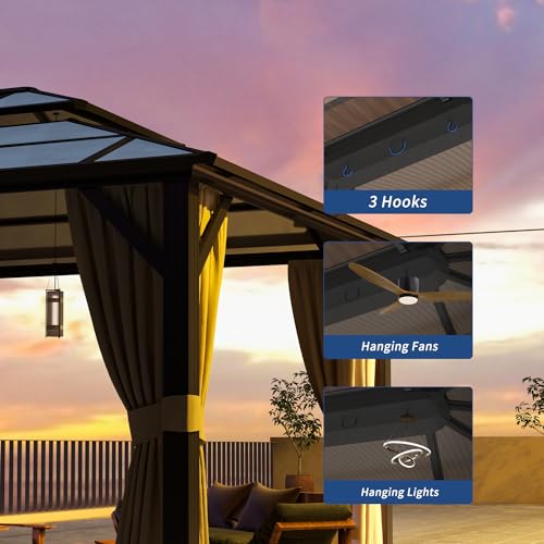 image for Jolydale 12'x16' Hardtop Gazebo, Outdoor Polycarbonate Double Roof Can