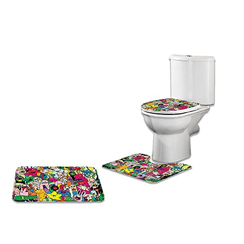 La Mejor Recopilación de Alfombrillas infantiles para baño para comprar online. 44 ZGDPBYF - Juego de 3 alfombrillas de baño infantiles con estampado de dibujos animados, impermeables, antideslizantes, lavables, juego de 3 piezas