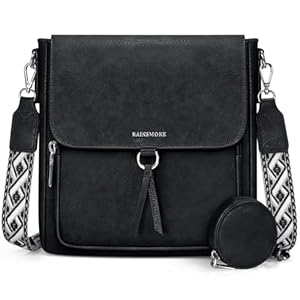 RAINSMORE Cross Body Bag Women PU Leather Women’s Cross-body Bags Medium Crossbody Bag Ladies Handbags & Shoulder Bags with Adjustable Wide Strap