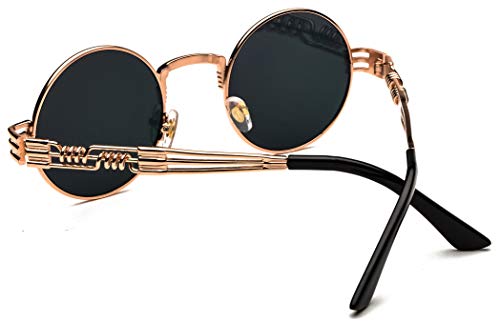 Retro Round Steampunk Sunglasses Metal Frame for Women Men3