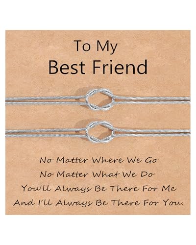 2PCS Friendship Bracelets, Love Knot Infinity Best Friend Birthday Gifts for Women Friendship Gifts for Woman Teen Sister Bff Bestie