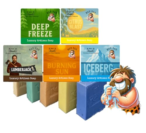 Bristol Soap Company Artisan Soap Man Bar Pack 5 Masculine Handmade Essential Oil Soaps Shea Butter & Coconut Oil Cruelty-Free & Vegan Gift Set
