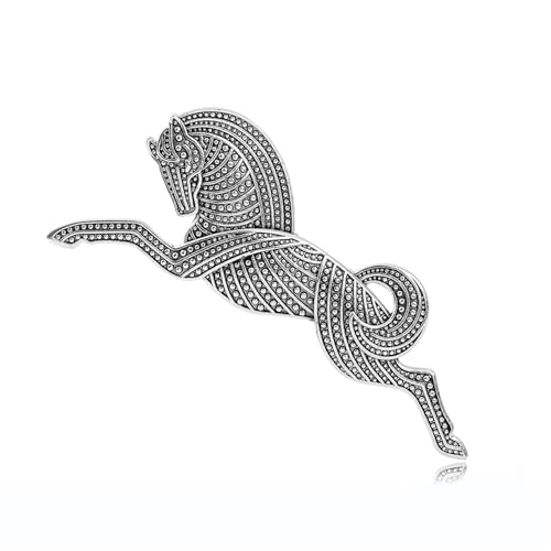 Image of Dreuyet Horse Brooch Pin Horse Racing Suit Lapel Pin for Women Men Rhinestone Antique Gold Horse Animal Brooch Clothing Outfits Accessory Jewelry