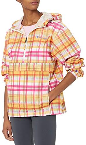 Champion Women's Packable Jacket (Retired Colors), Ikat Plaid Small Script, X-Small