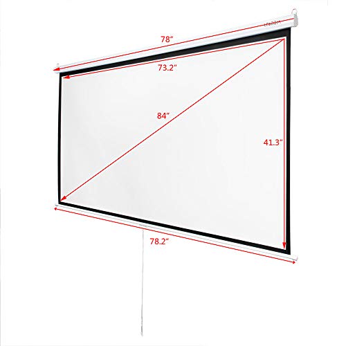 Pantalla Manual Proyector 84 Pulg 16:9 Para Cine En Casa miniatura 5