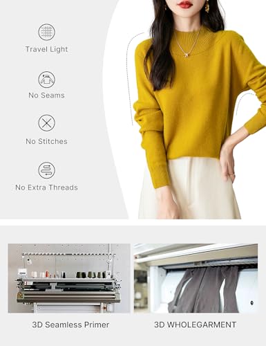 Women's 100% Merino Wool Seamless Sweater Mock Neck First-Line Ready to Wear Long Sleeve Knitted Pullover Tops2