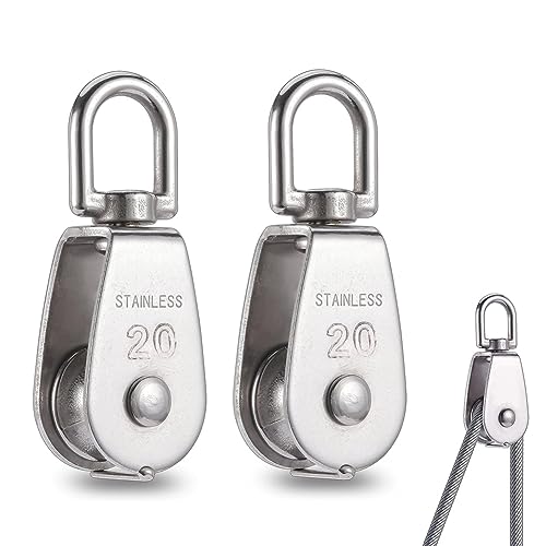 ModularSports drehbare Umlenkrolle aus geschliffenem Stahl 2er Set/Umlenkrolle Stahlseil bis 10