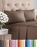 California King Size Sheet Set - 4 Piece Set - Hotel Luxury Bed Sheets - Extra Soft - Deep Pockets - Breathable & Cooling - Wrinkle Free - Comfy - Brown Chocolate Bed Sheets - Cali Kings 4 PC