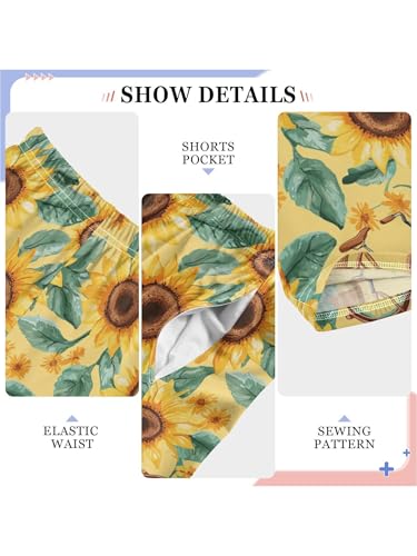Watercolor Sunflowers and Bicycle Boys Pants for Kids Jogger Pants with Pockets S4