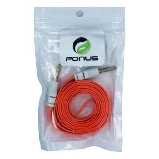 Cable auxiliar plano jack 3.5mm color naranja miniatura 3