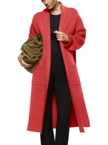 Image of Womens Long Sleeve Cardigan Sweaters Oversized Open Front Maxi Coat | Trendy Casual,Lapel,Knitted Coatigan,Soft Warm,Overcoat Pocket,2026 Fall Winter,Work Office,Going Out
