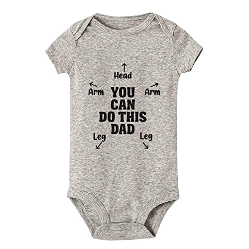 Image of Yeavomeny with Instructions for Dad Baby Short Sleeve Bodysuit Novelty Jumpsuit Bodysuit for Baby D-Gray