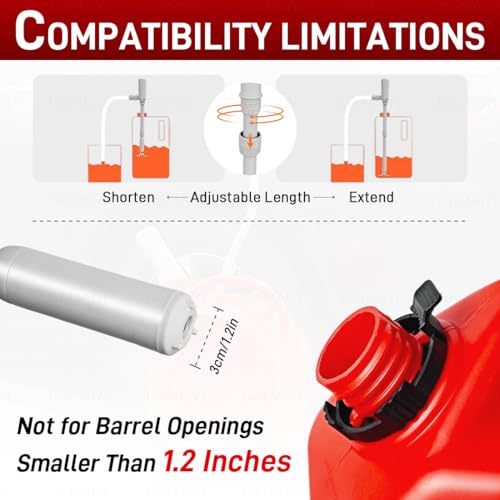 Benzinpumpe für kanister – Doppelte Stromversorgung (USB-C/AA), 2,8 GPM, Elektrische Kraftstoff Umfüllpumpe mit Auto-Stop, Kanisterpumpe für Diesel, 51-Zoll-Schlauch mit teleskopischer Fasspumpe​