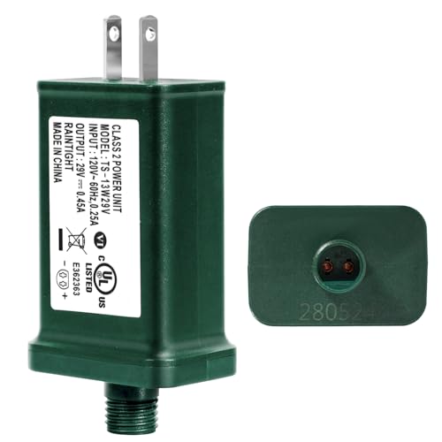 TS-13W29V LED Power Supply,UL Certification LED Transformer Replacement Class 2 Power Supply,IP44 Low Voltage Transformer US Christmas Tree Plug Adapter for Led String Lights