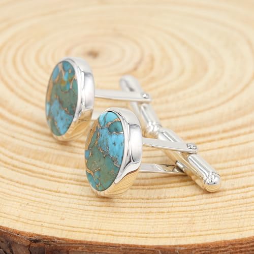 Gemelos para hombre con turquesa cobre azul 925 plata miniatura 5