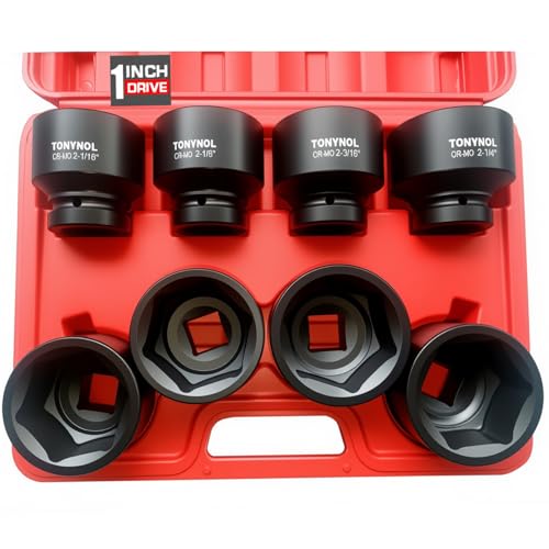 Image of TONYNOL 1 Inch Drive Impact Jumbo Socket Set,6-Point,SAE(2-1 /16 inch to 2-1 /2 inch),8 Pcs,Cr-MO Steel,With a Storage Case