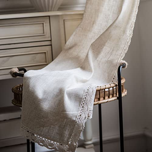 Colorbird Farmhouse Linen Curtains 84 Inches Long, 2 Panels Macrame Trim Light Filtering Curtains Rustic Rod Pocket Window Treatments For Dining Living Room Bedroom Doorways #TOP5
