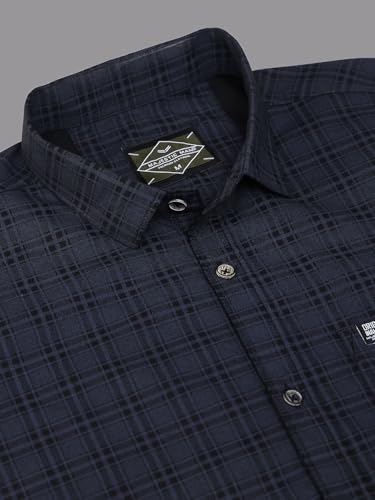 Image of Majestic Man Men Comfort Slim Fit Opaque Checked Cotton Casual Shirt