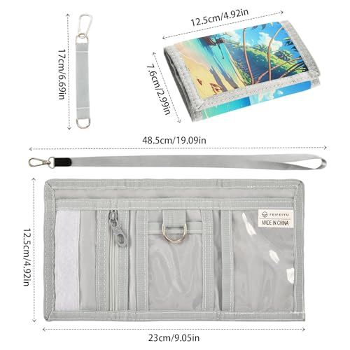 Boat Sea Beach Blue Kids Wallet for Boys Girls Outdoor Sport Trifold Wallets for Children Teen Youth Wallet with Zippered Coin Pockets Card Holders Novelty Wallets with Magic Sticker3