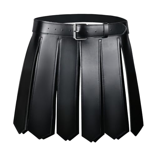 TINAYAUE Jupe de guerrier spartiate médiéval pour homme, réglable en cuir synthétique – Costume de gladiateur romain viking, armure, soldat – Jupe de...