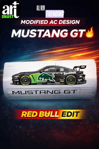 Image of Art Smart Mustang GT Racing Car AC Sticker, High Quality Vinyl, HD Matte /Gloss Finish, 24 Inches, for Indoor, Wall, Door, Glass Decoration (Green and Black)