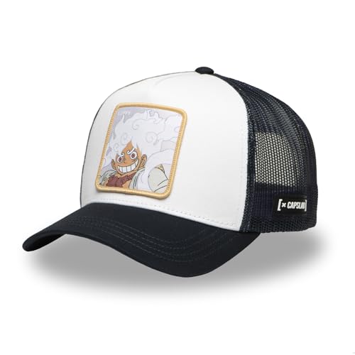 Gorra Hombre y Mujer de One Piece, Gorra Trucker Luffy, Ajustable con Snapback, blanco / negro, Talla única