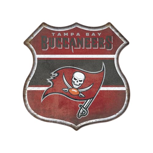 Rico Industries NFL Football Tampa Bay Buccaneers Rustic 11.5" Home Decor Metal Route Sign