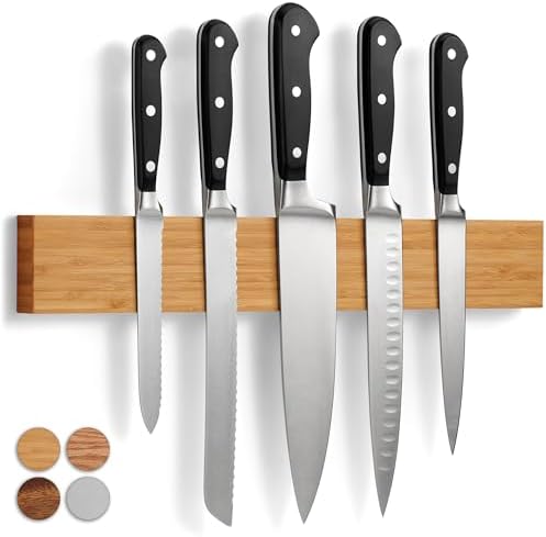 LARHN Imán Cuchillos de Bambú con Imán ExtraFuerte - 40 cm - Barr...