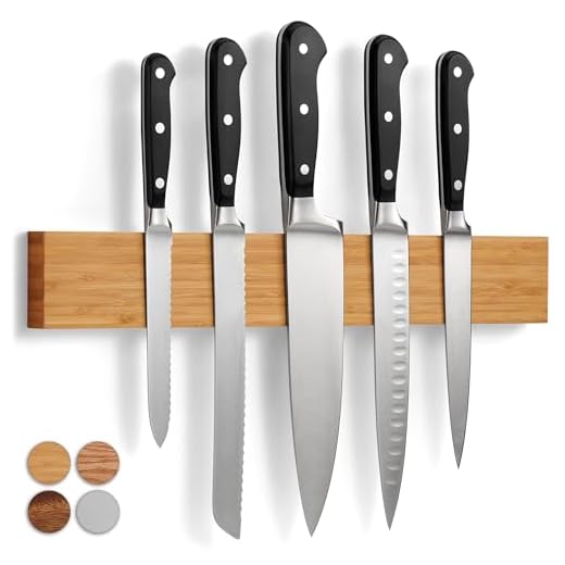 LARHN Barra Magnetica per Coltelli in Bambù con Magnete Extra Forte - 40cm - Porta-Coltelli Cucina Magnetico
