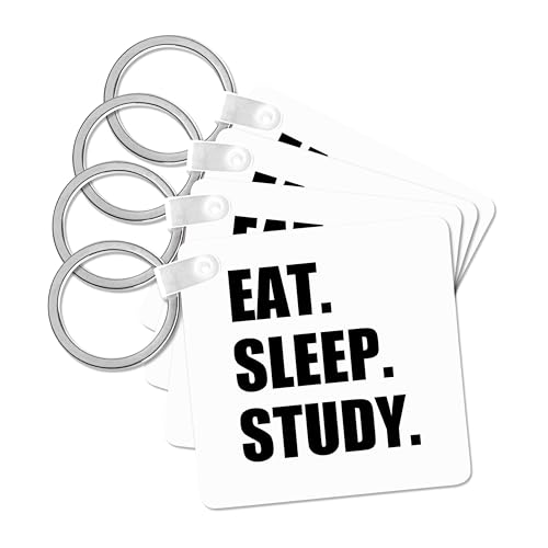 3dRose, Eat Sleep Study - enthusiastic student gift - hardworking school pupil, set of 4 Key Chains