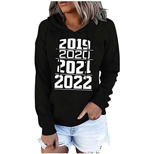 SZITOP 2022 New Years Eve Hoodie for Women Cute Cartoon/Letter Print Sweater Fashion