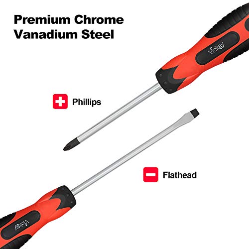 Magnetic Screwdriver Set,5 Pieces Slotted and Phillips Screwdriver with Ergonomic Comfortable Non-skid Handle,Permanent Magnetic Tips,Rust Resistant Heavy Duty Craftsman Toolkit For Wet, Oily Hand