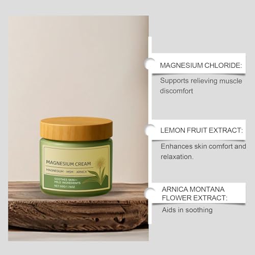 Generic Magnesium Cream with MSM & Arnica - 50g/1.76oz, Mild Ingredients for Skin Soothing, Daily Body Care Cream