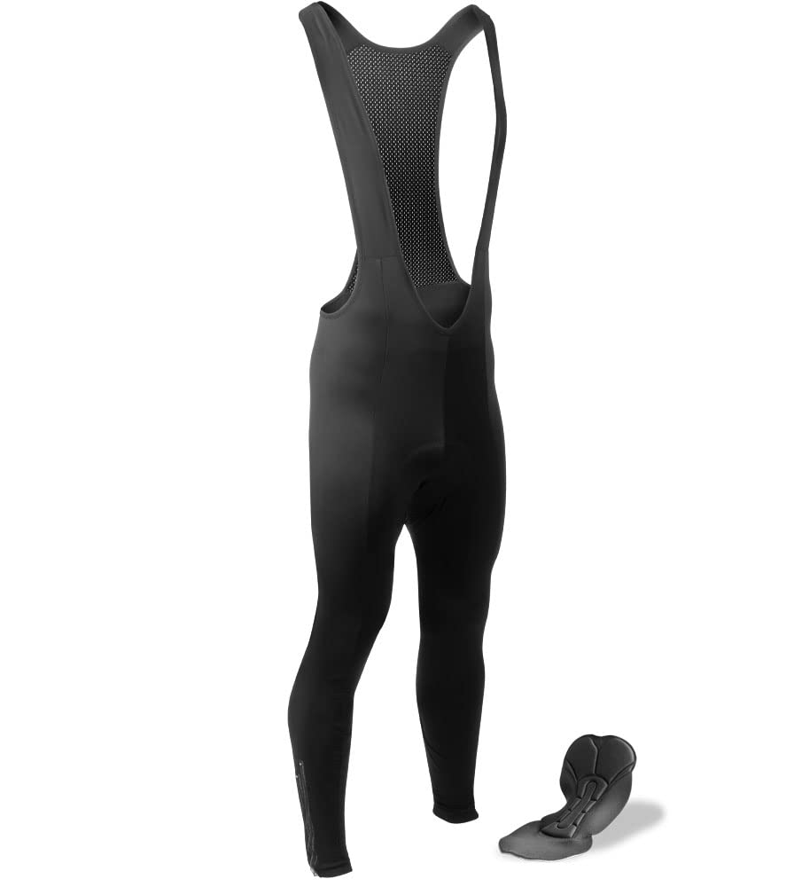 AERO|TECH|DESIGNS | Men's USA Classic Padded Fleece Cycling Bib-Tights | Black | Tall Fit | Large