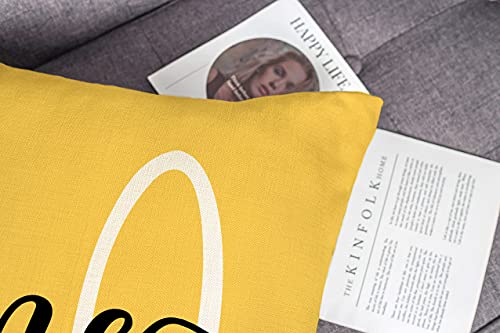 Hello Sunshine Pillow Cover Farmhouse Yellow Lumbar Pillow Cover Spring Summer Decorations Cushion Case For Sofa Couch Polyester Linen 12X20 Inches #TOP1