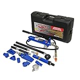 4 Ton (8800 lbs) Porta Power Hydraulic Jack Ram Body Frame Collision Repair Kit, 17-Pc Heavy Duty Steel Set with Gauge & Blow Mold Case for Auto, Truck, Farm