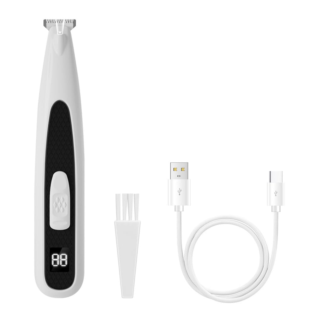 BDKMMS Dog Paw Trimmer, 40db Low Noise Pet Hair Shaver with LED Light & Display Screen, Rechargeable Cat Grooming Clipper for Cats Dogs Paws, Legs, Face, Ear