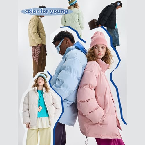 Image of TeenFighter Winter Casual Puffer Jacket for Man and Women - Unisex Quilted Baggy Long Sleeve Zip Down Jackets Outerwear