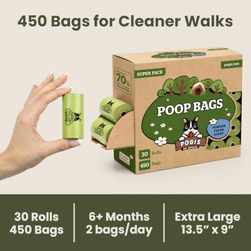Image of Pogi's Dog Poop Bags - Leak-Proof & Extra Thick Pet Waste Bags (Fresh Scent, 30 Rolls, 450-Count)