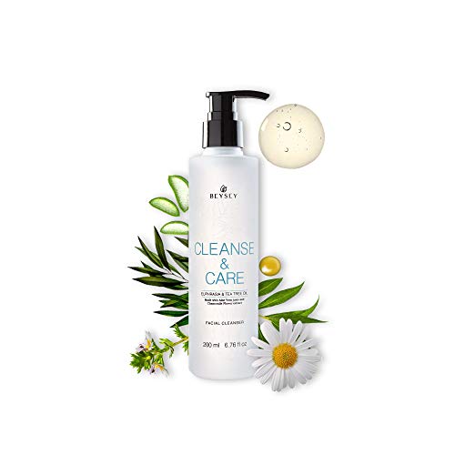 NUOVO! Gel Detergente Viso con Aloe Vera, Tea Tree, Eufrasia e Camomilla - Struccante/Antibatterico/Sapone Viso Anti-Acne - Pelle mista e grassa - CLEANSE&CARE di Beysey / 200ml