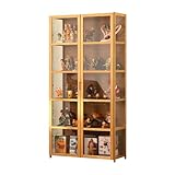 Vitrina expositora de Curiosidades con Puertas Dobles Transparentes, Vitrina de Bambú, Estantes para Exhibir Objetos de Colección y Decoración del Hogar, Organizador de Juguete Wood L32.3×W13×H63.4in