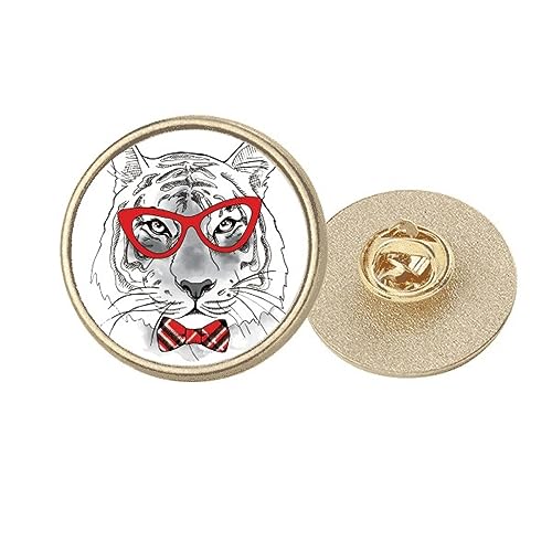 Broche tigre dorée en métal avec lunettes idée cadeau originale