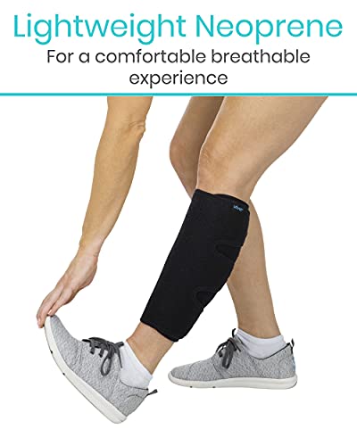 Vive Calf Brace - Adjustable Shin Splint Support - Lower Leg Compression Wrap Increases Circulation, Reduces Muscle Swelling - Calf Sleeve for Men and Women (Black)