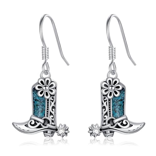 Western Earrings for Women 925 Sterling Silver Turquoise Western Country Dangle Drop Earrings Country Jewelry Gifts for Cowgirl Cowboy